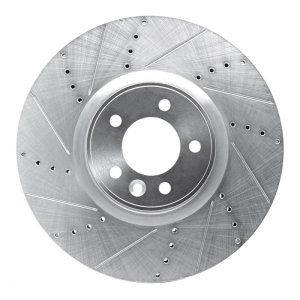 Land Rover Range Rover Brake Rotor (1) - Front Left - R1 Concepts - Drilled & Slotted - Silver - `10-`17
